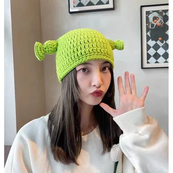 Winter Hat Storm Hat Monster Shrek Wool Hat Creative Fun Rope Hat Pure Hand Winter Hat Boys And Girls Outdoor Riding Accessories