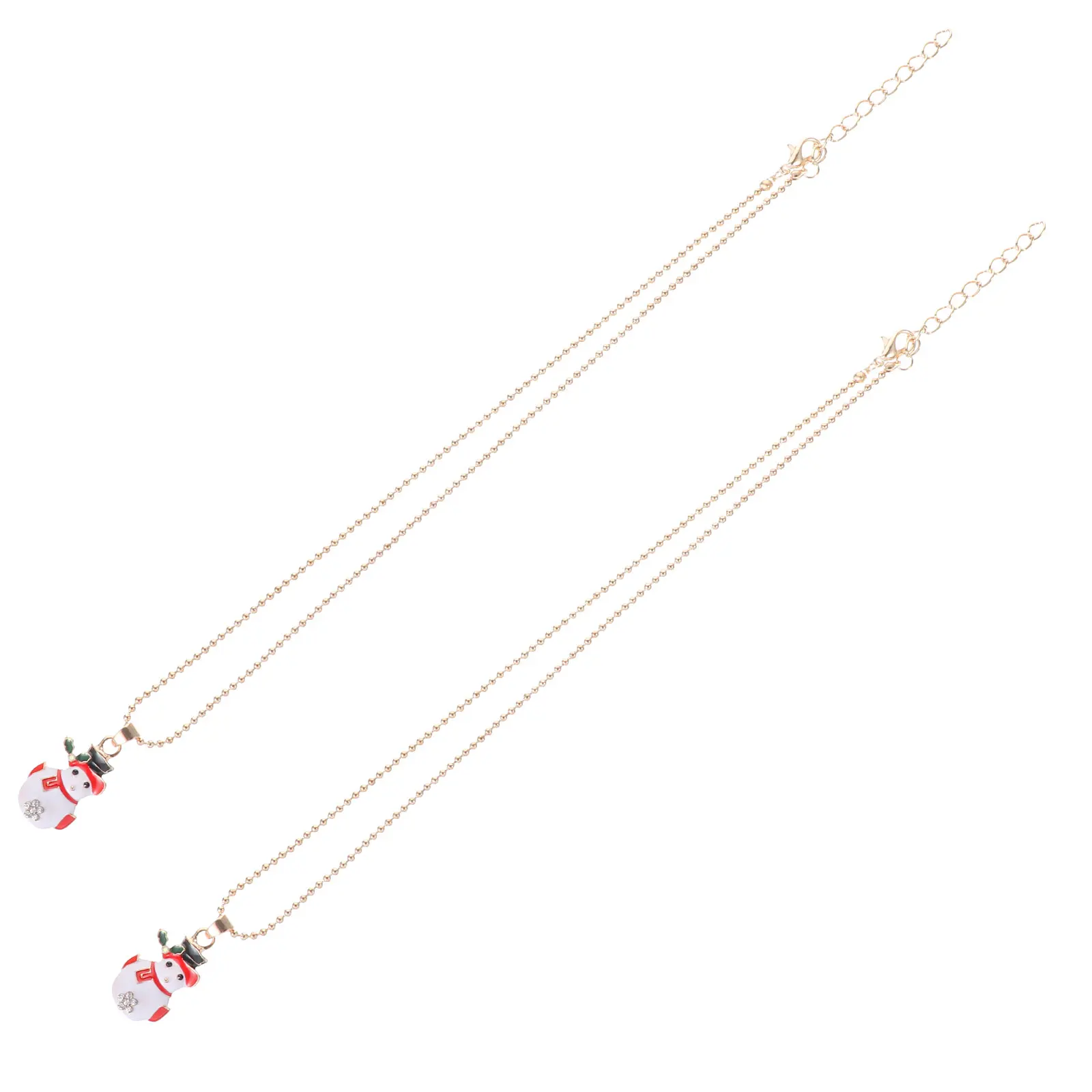 

2 Pcs Snowman Necklace Christmas Gift Sweater Pendant Party Jewelry Women Fashion Alloy for