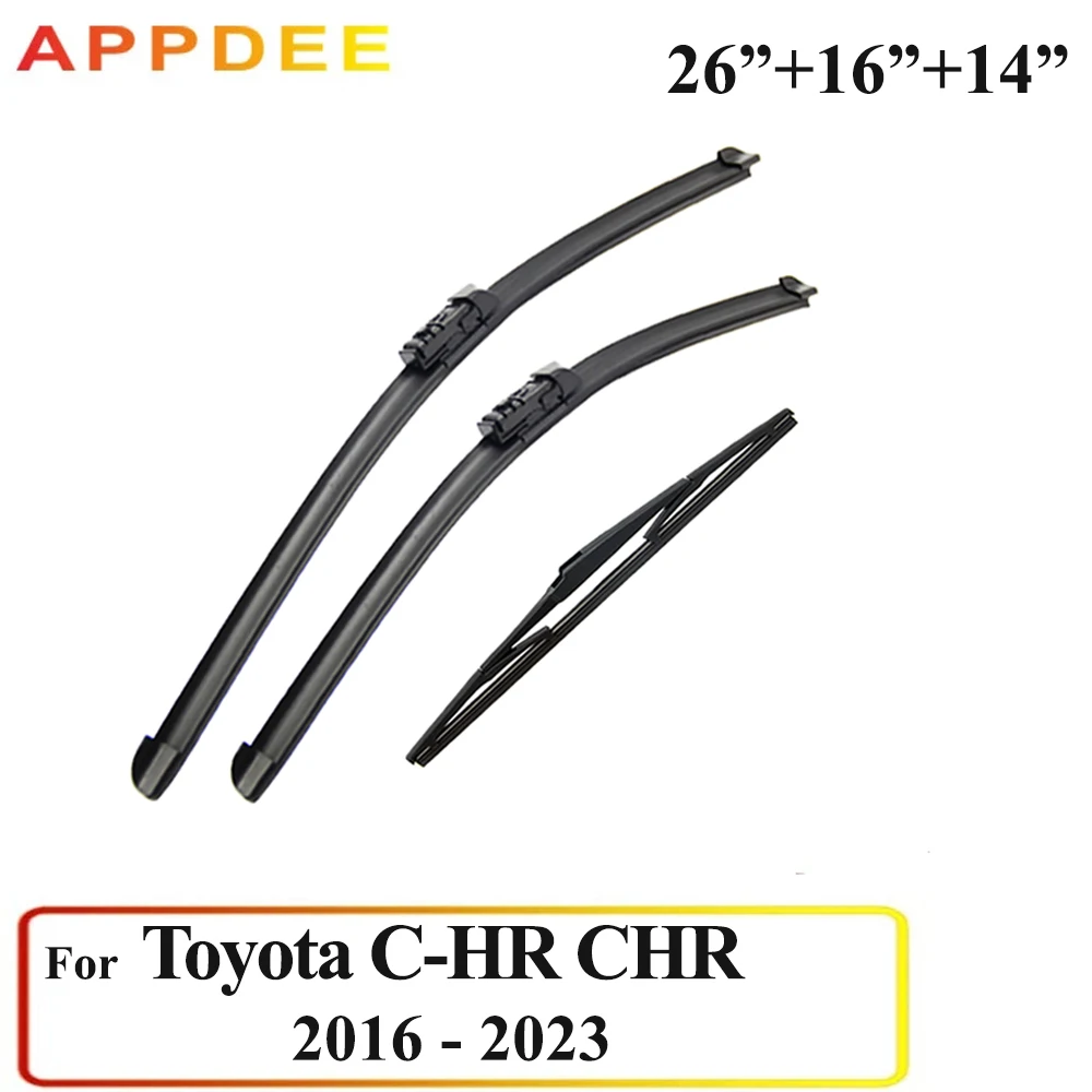 APPDEE Wiper Front & Rear Wiper Blades Set For Toyota C-HR CHR 2016-2018 2019 2020 2021 2023 Windshield Windscreen 26