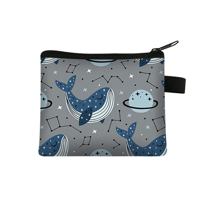 Portefeuille en polyester avec impression d'animaux de dessin animé, sac à cartes pour étudiants, sac de rangement pour pièces de monnaie, sacs à main, porte-monnaie, mini sac Billetera, mode zéro