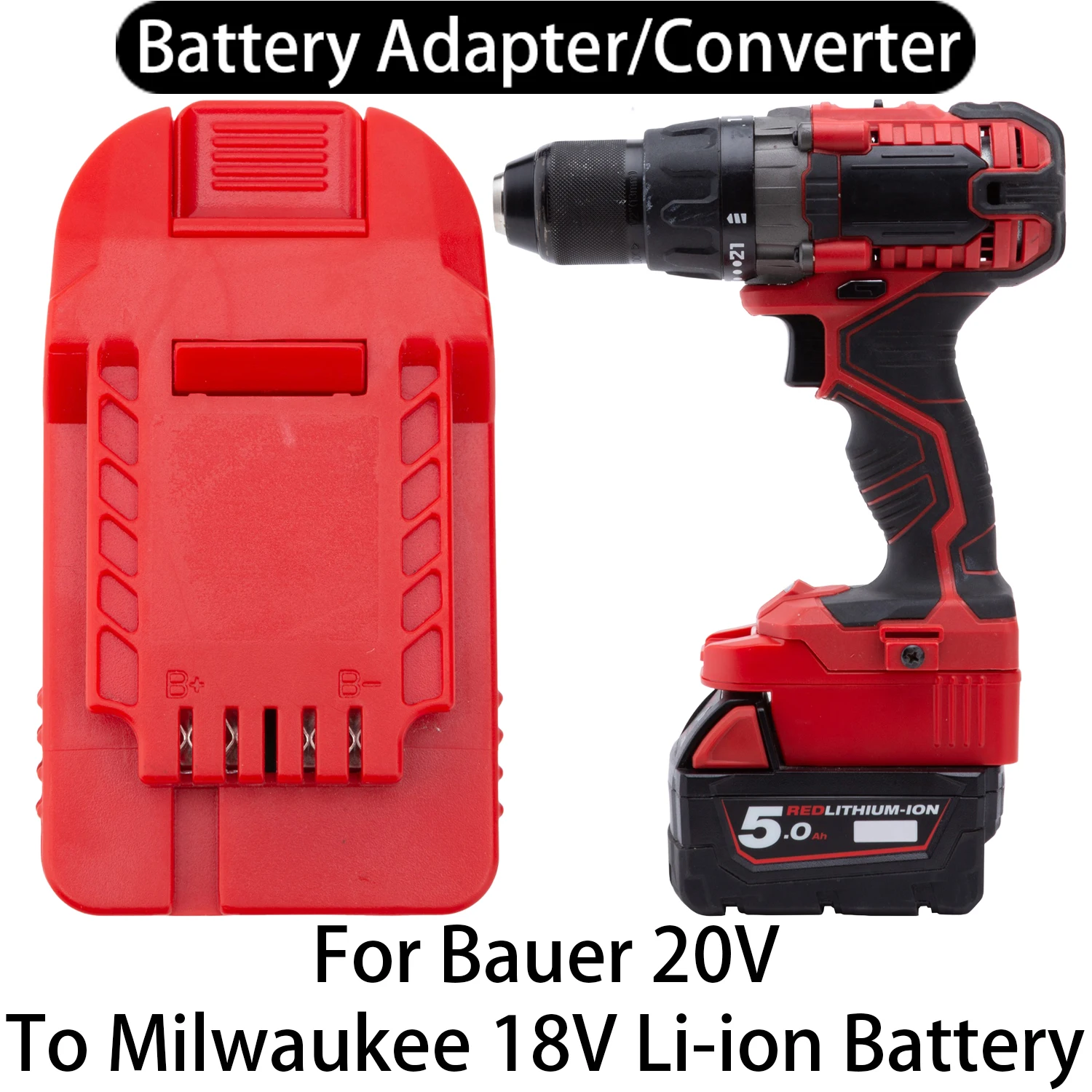 Battery Adapter Converter For Bauer 20V Li-ion Tools To Milwaukee 18V Li-ion Battery Adapter Converter Accessory M18B5,M18B6