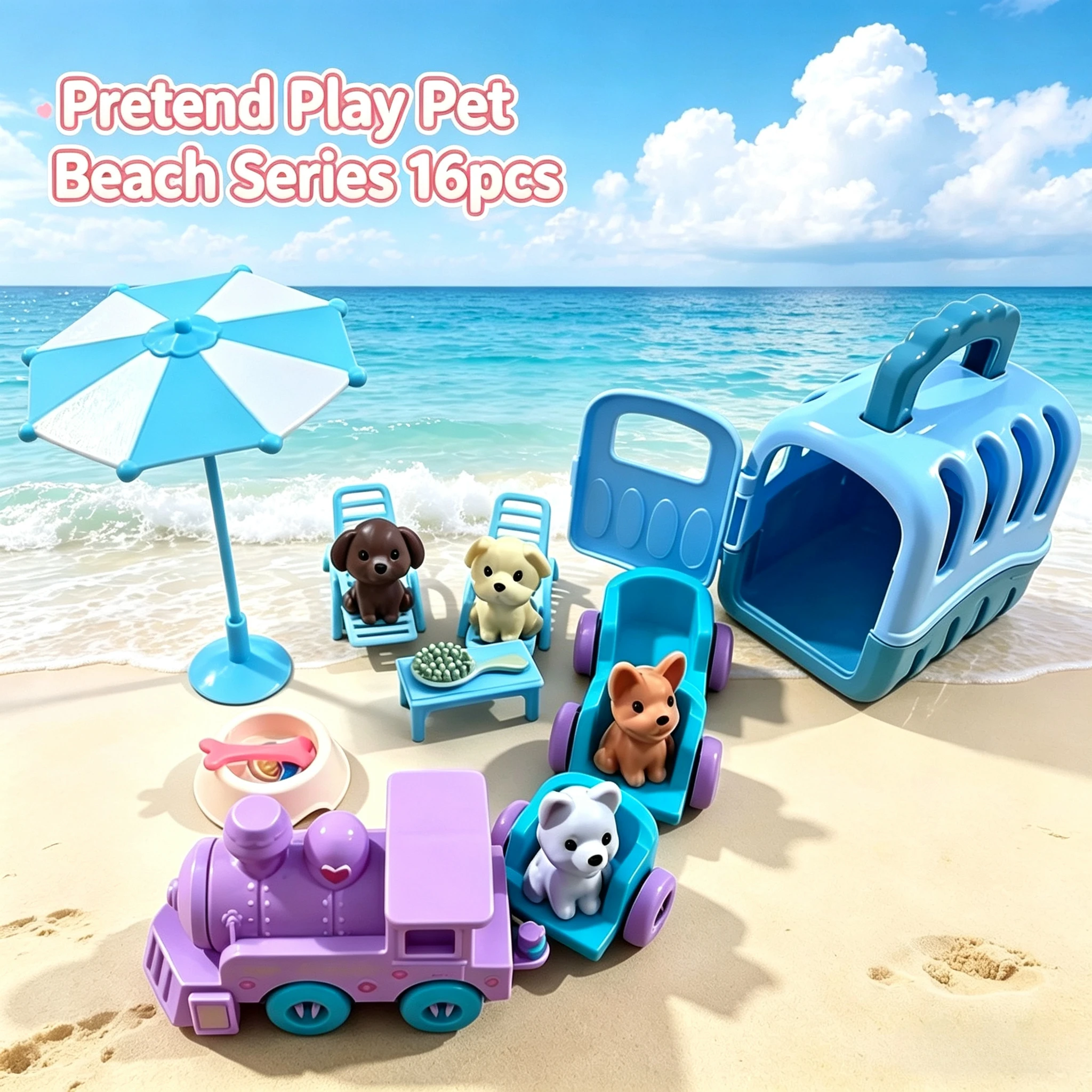 Kids Pet Care Toy Set with Dog House, Train, Cute Animal Figures,Play Educational Toys for Toddlers Birthday Gift.Doll Furniture - view 4