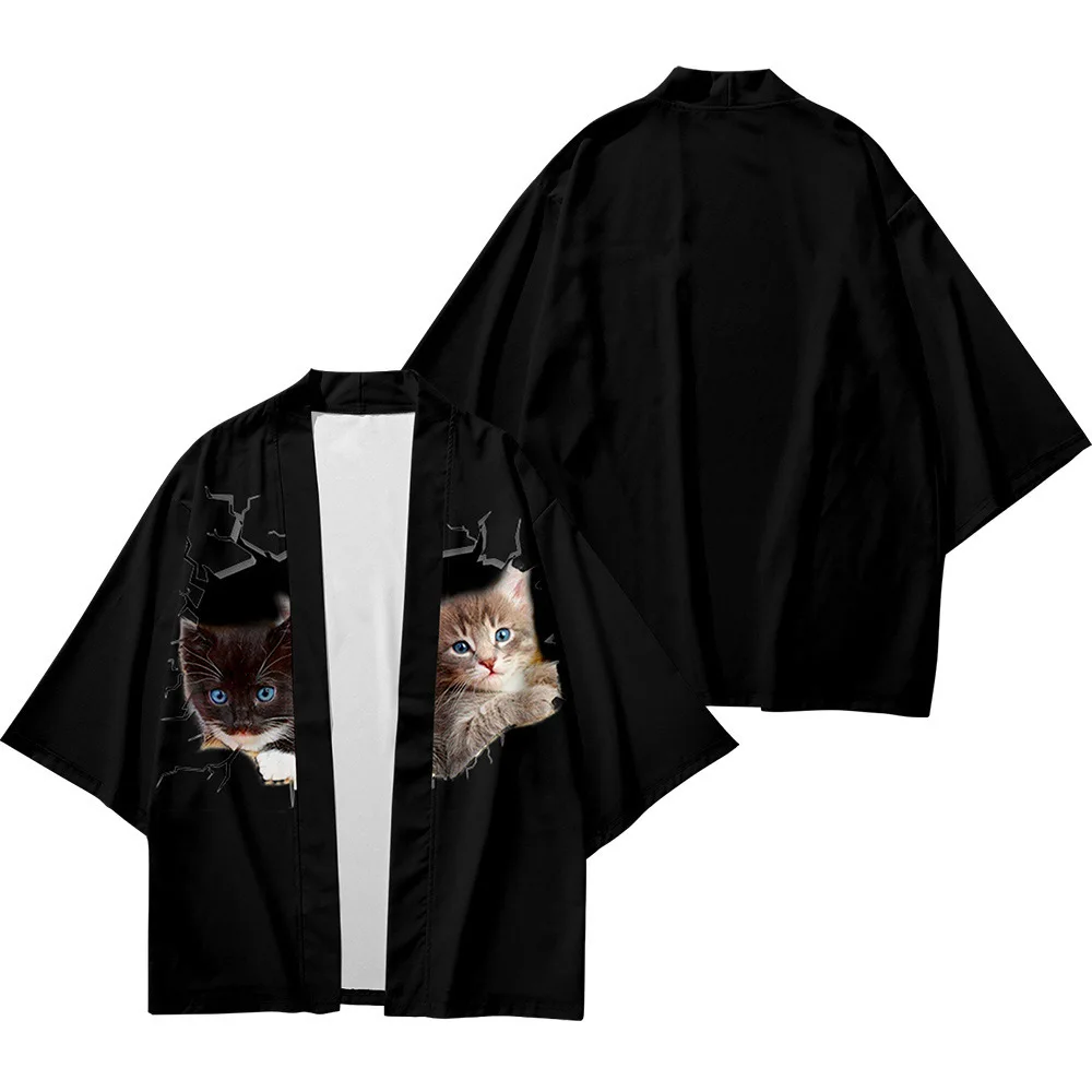 Japanese Ukiyo-e Series Element Men's Women's Kimono Summer Outdoor Daily Casual Short Cloak Cardigan Japan Traditional Clothing