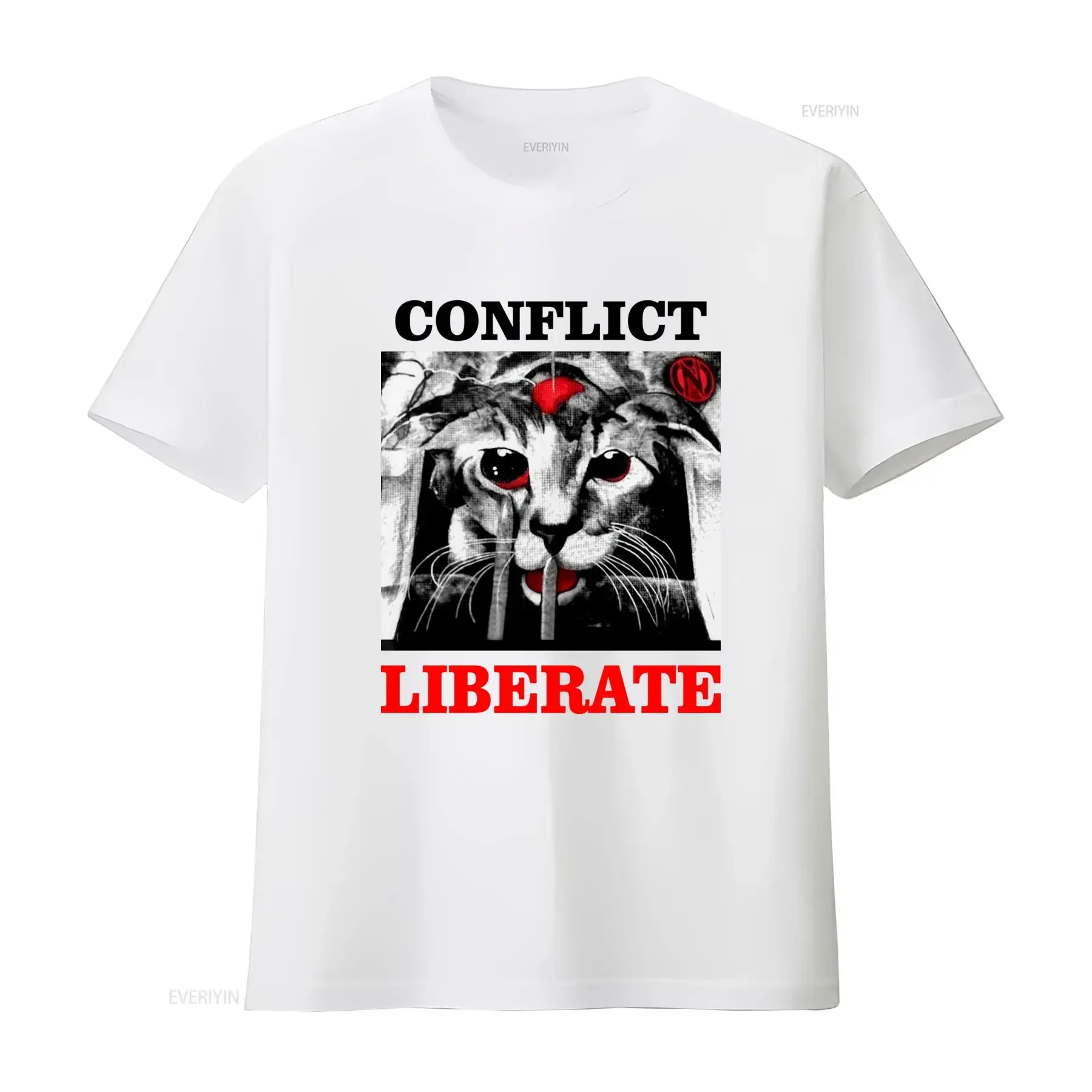 Vintage Gothic Streetwear Liberate Crying Cat Print Casual T Shirt vintage Washed designer clothes Unisex Comfortable graphic