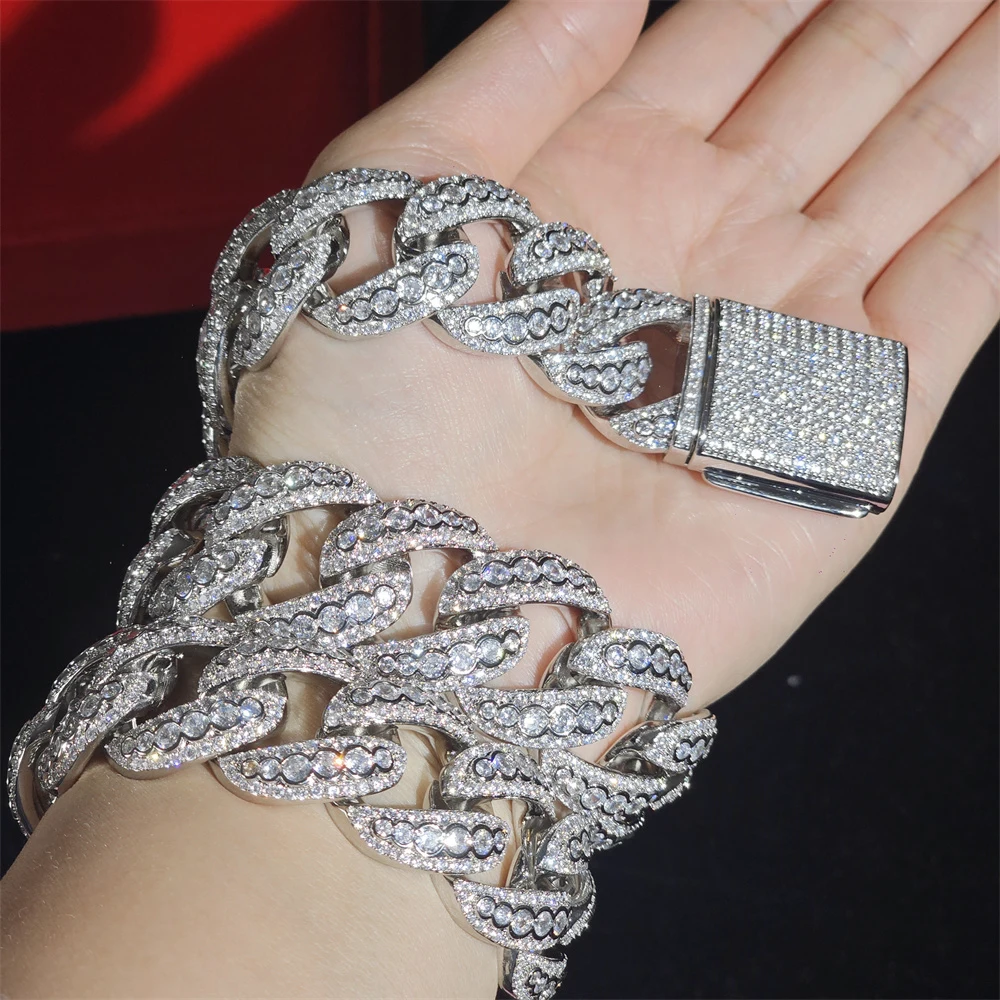 

25mm Hiphop Cubic Zirconia Cuban Chain Link Exquisite Necklaces 5A+ CZ Fashion Choker Luxury Men Jewelry Classica Rapper Rock