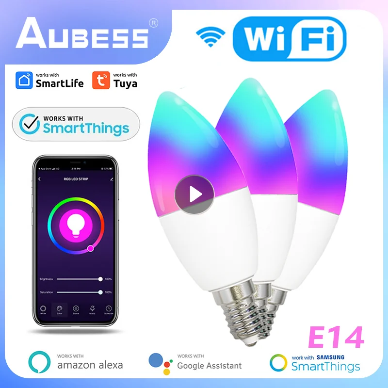 

Tuya WiFi Smart LED Bulb E14 Candle Bulb Dimmable Voice Control Works With Smart Life Alexa Google Home Assistant Accessories