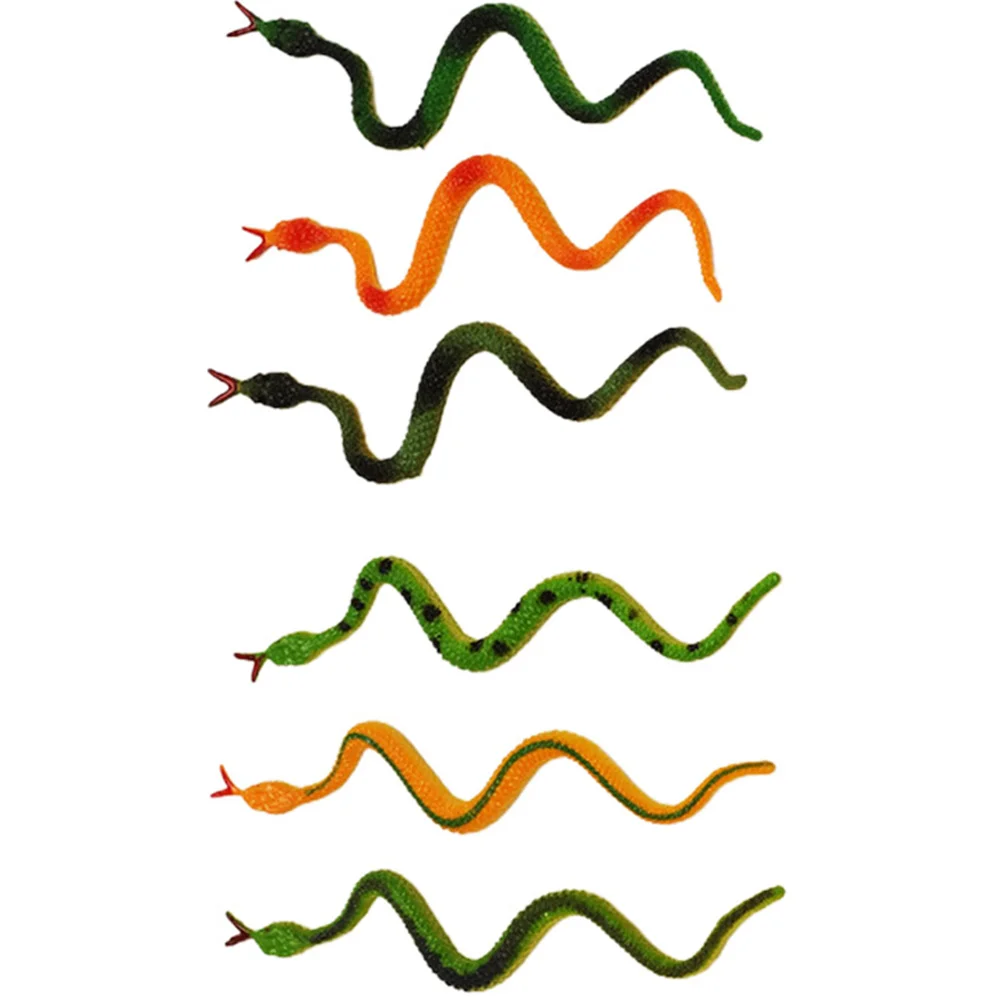 

6 Pcs Fake Snake Props Simulation Animal Figures Artificial Mini Figurine Crawl Figurines Pvc Plastic