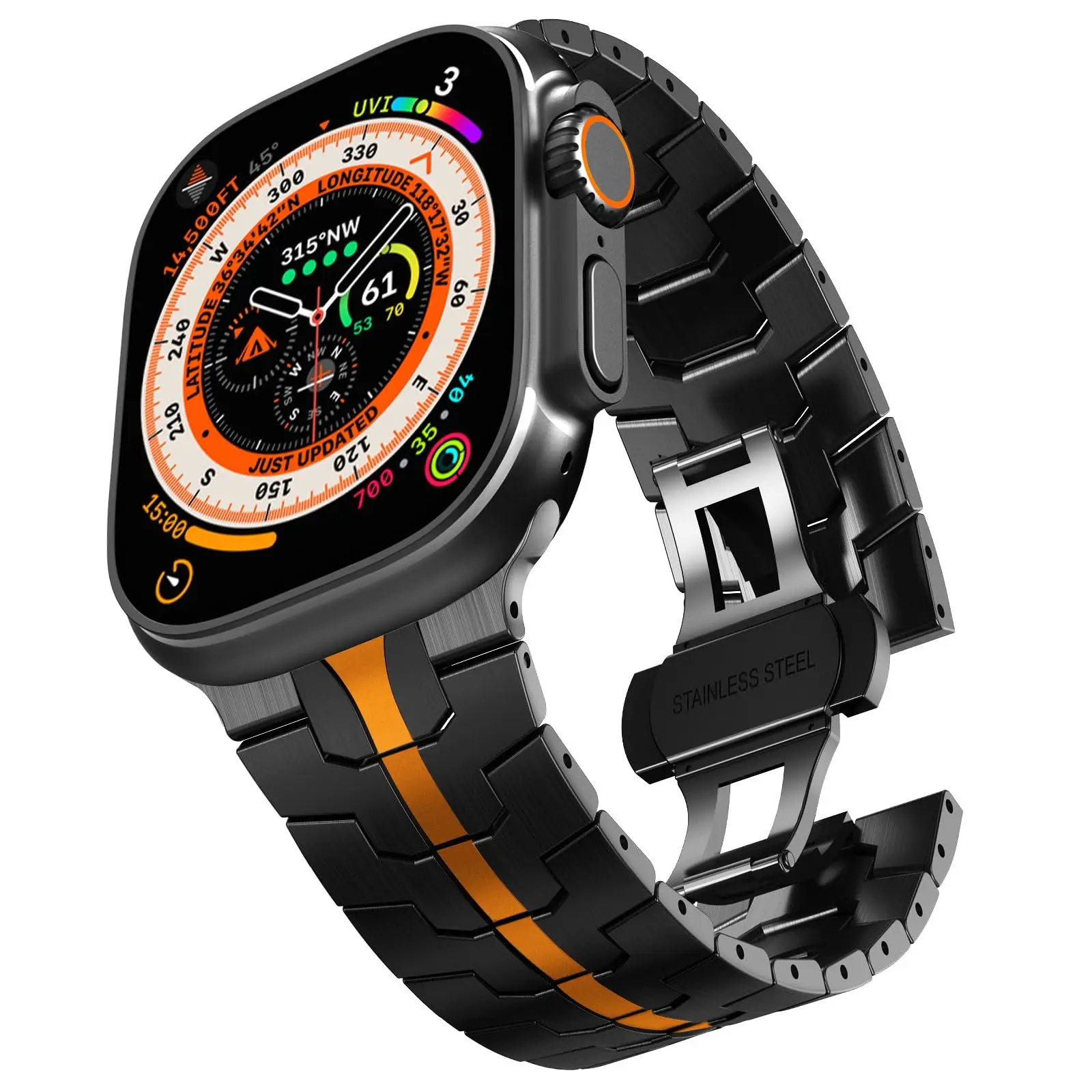 Link Bracelet For Apple Watch Ultra 4 3 2 49mm 46mm 45mm 44mm Metal Titanium Stainless Steel Strap iWatch Series 12 11 10 9 Band