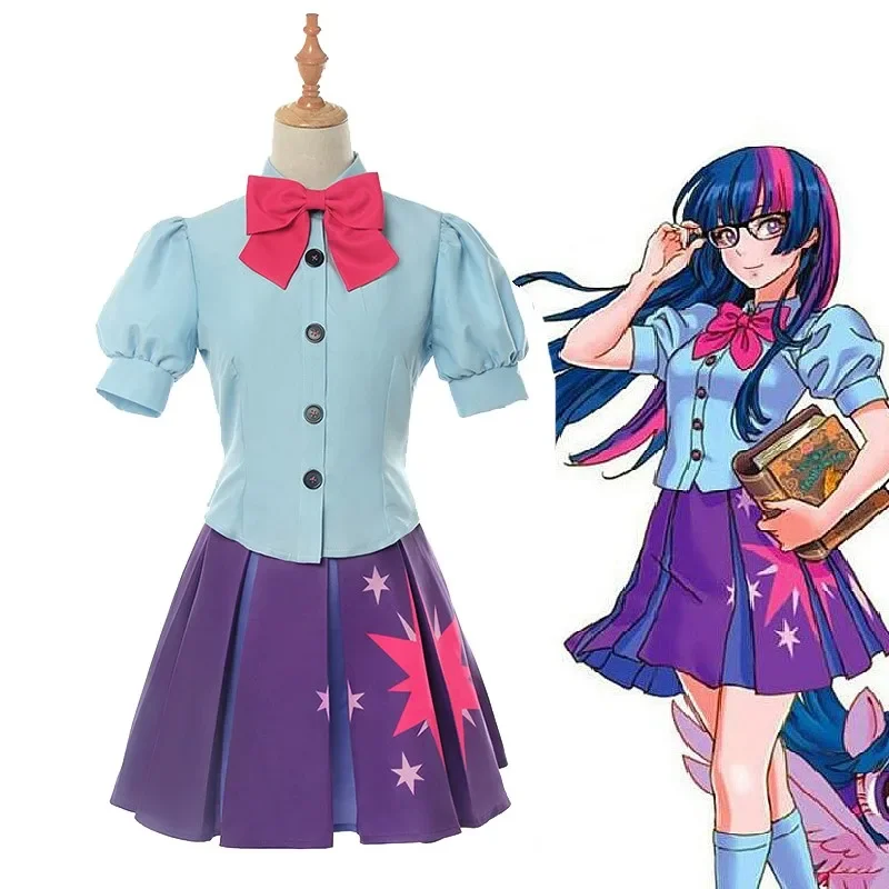 Anime Little Pony Twilight Sparkle Cosplay Kostuum Pruik Prinses Rok Uniform Pak Outfit Halloween Party Meisjes Cosplay Kleding