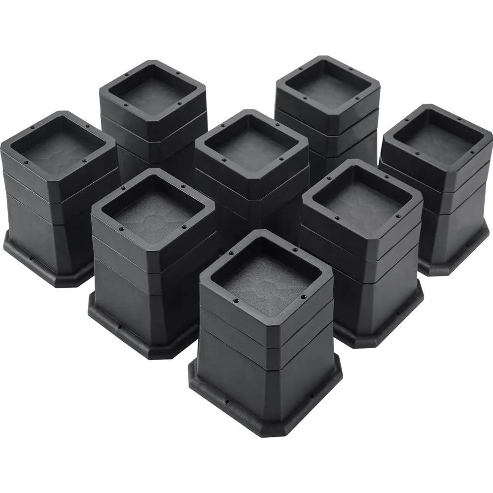 

Adjustable Bed Risers 2,3 or 4 Inch Heavy Duty 8 Pack Furniture Risers Dorm Bed Risers Table Desks Legs Blocks Black