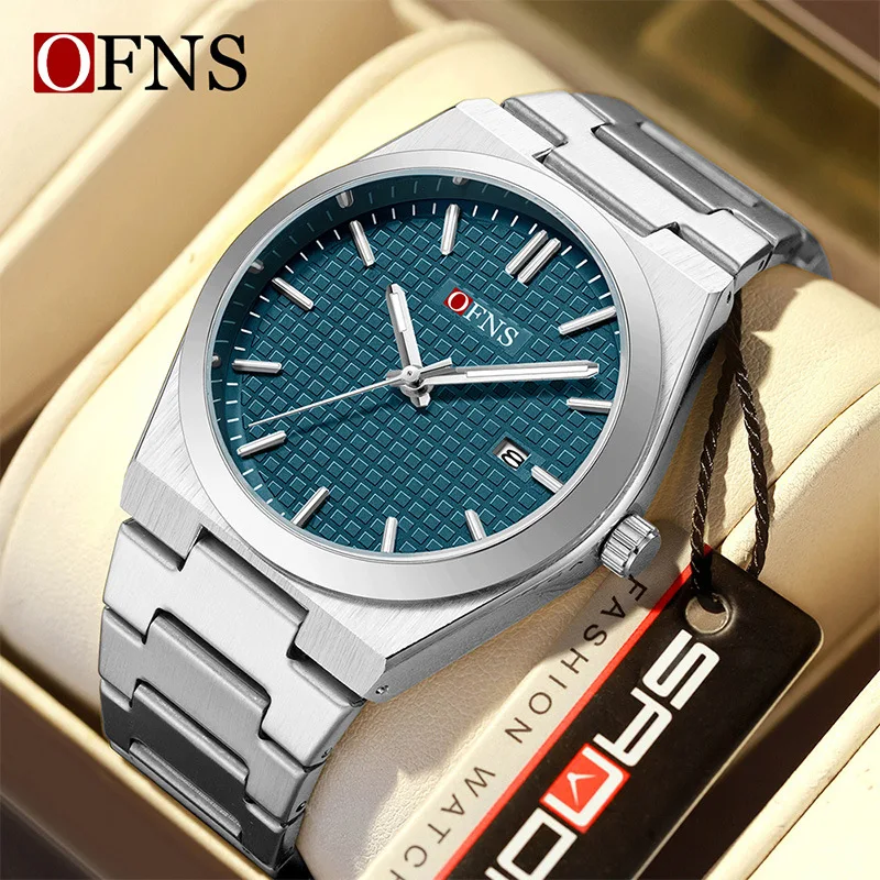 ビジネス防水クォーツ時計スチールベルトカジュアルメンズウォッチカレンダー夜光時計