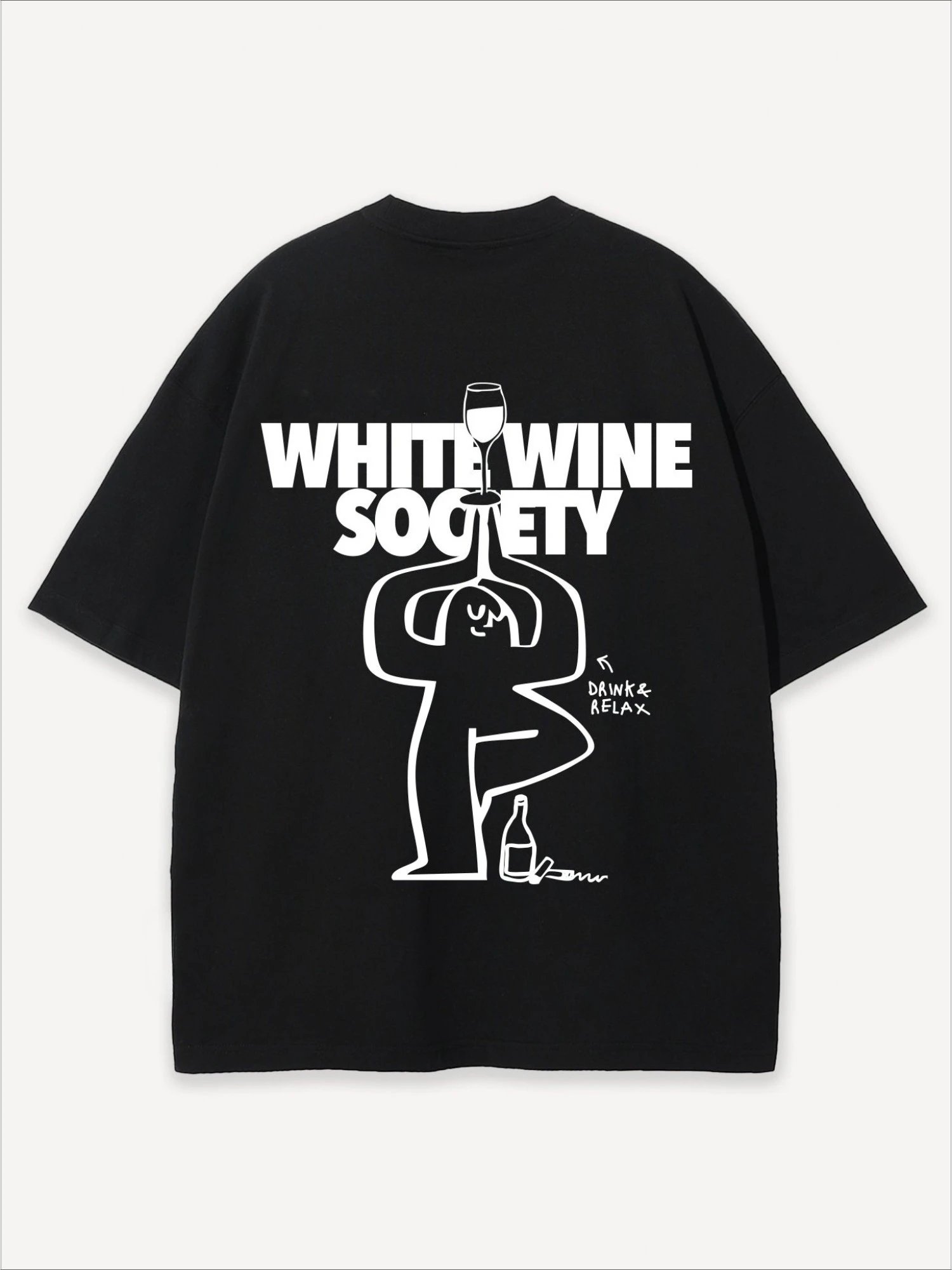 White Wine Society Minimal Line Art Print T-Shirt Men Women Drink Relax Slogan Casual Cotton Short Sleeve Basic Tee Tops