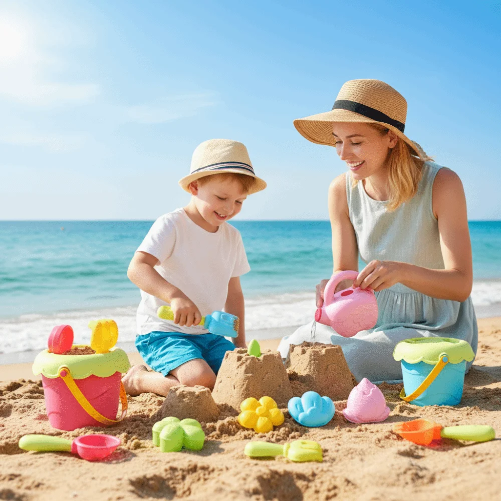 

Набор для посадки цветов в кашпо в форме краба и рыбы, интерактивные игрушки для пляжных игр с песком для родителей и детей, 7 шт./набор с ведром, летние пляжные игрушки