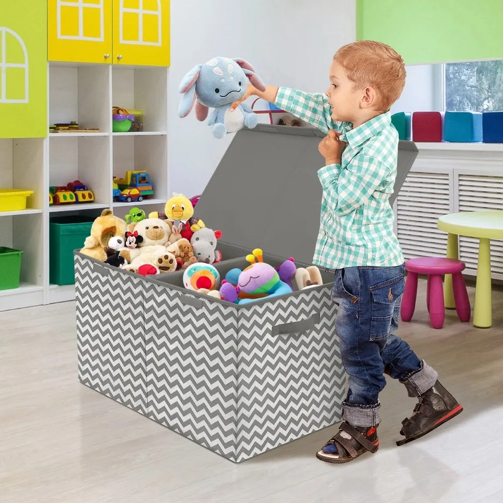 

Kids Large Toy Storage Chest with Lid, Silver