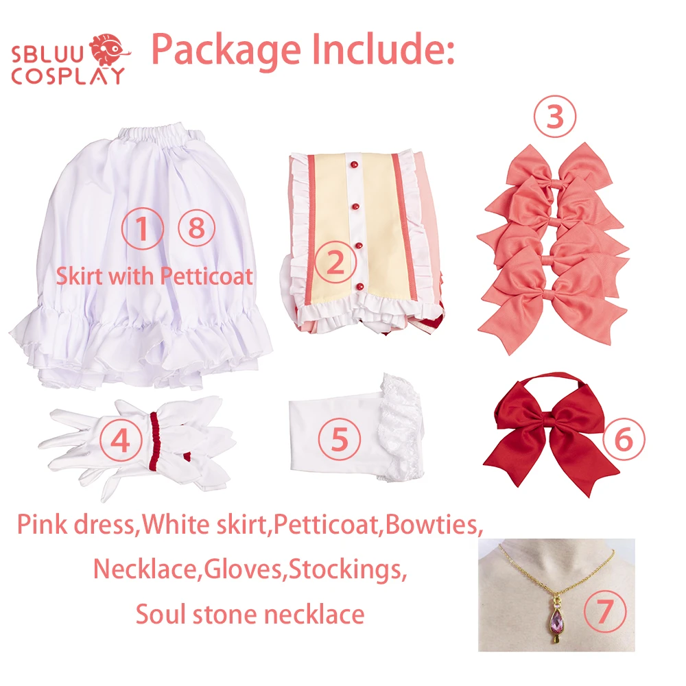 SBluuCosplay Magica Kaname Madoka Cosplay Costume Dress with Necklace Halloween Costume Outfit