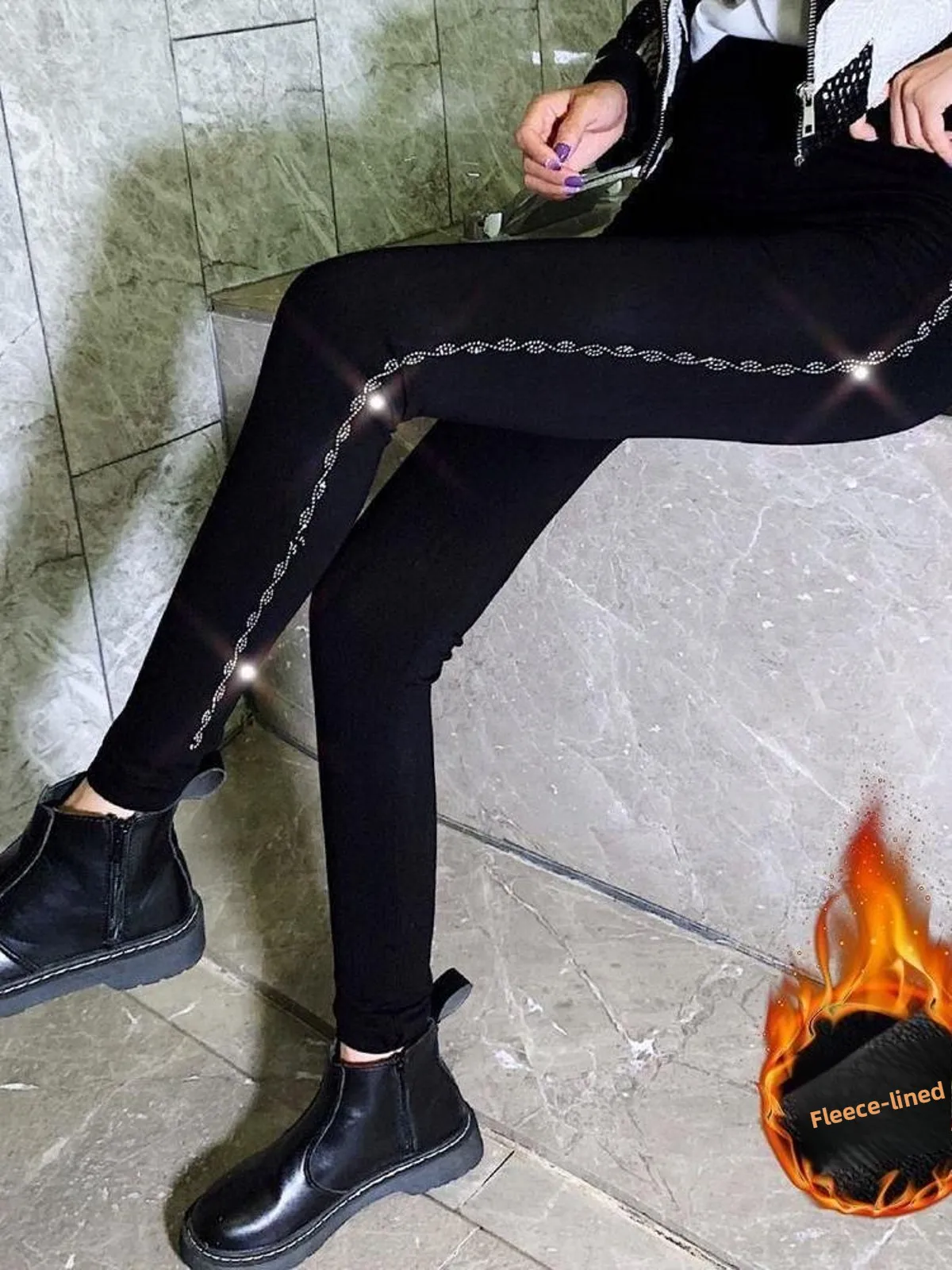 

Корейские брюки для йоги больших размеров, женские утепленные брюки из модала с высокой талией, украшенные стразами, повседневные свободные брюки