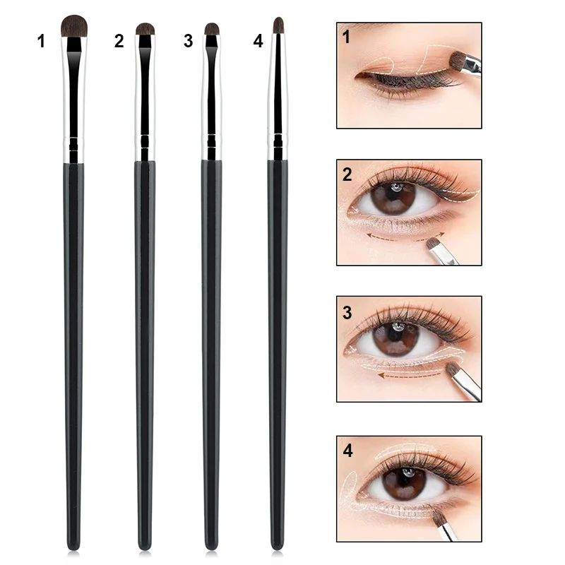 4 pièces petit pinceau fard à paupières détail pinceau de maquillage poney cheveux maquillage des yeux Eyeliner brosse Fine tache correcteur ensemble Portable