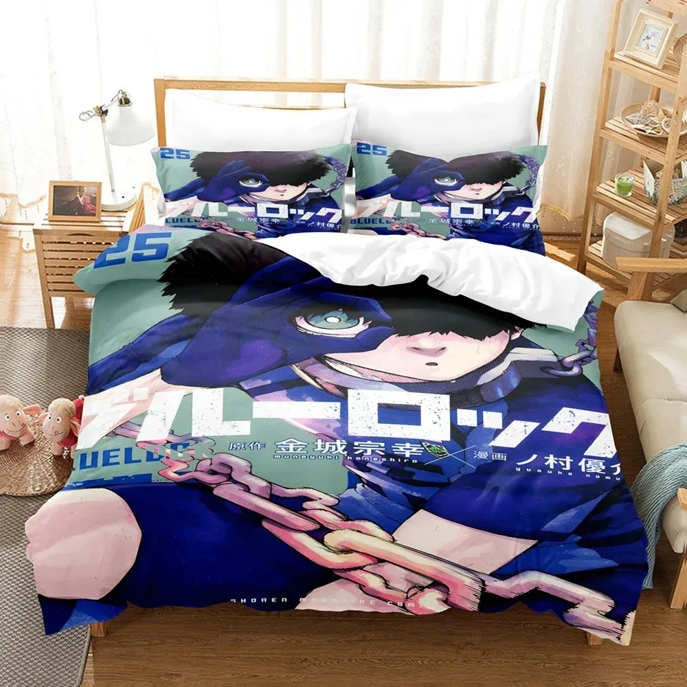 

Blue Lock Hot Anime Bedding Set For Bedroom Soft Modern Bedspreads Comefortable Kids Duvet Cover Quilt Cover And Pillowcase