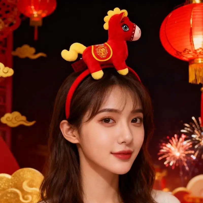 

39BD Year of Horse Zodiacal Hairband Costume Props Hairband For Adult Party Wear