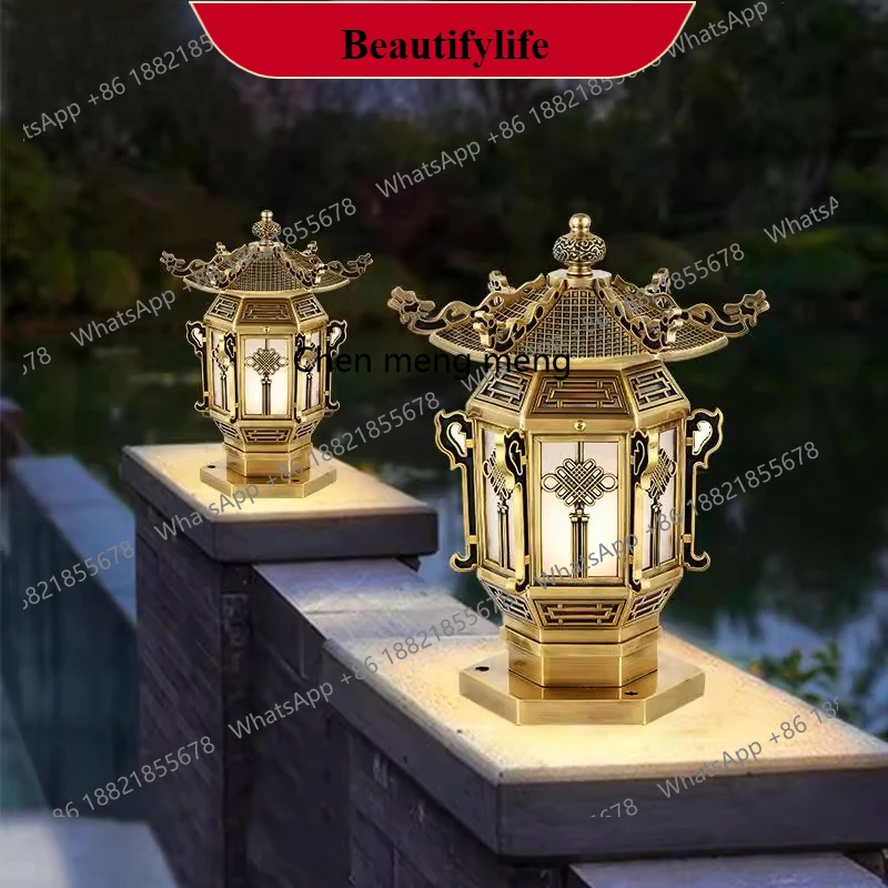 

G153 Chinese style stigma lamp villa European style courtyard wall wall lamp classical door pillar grass lamp