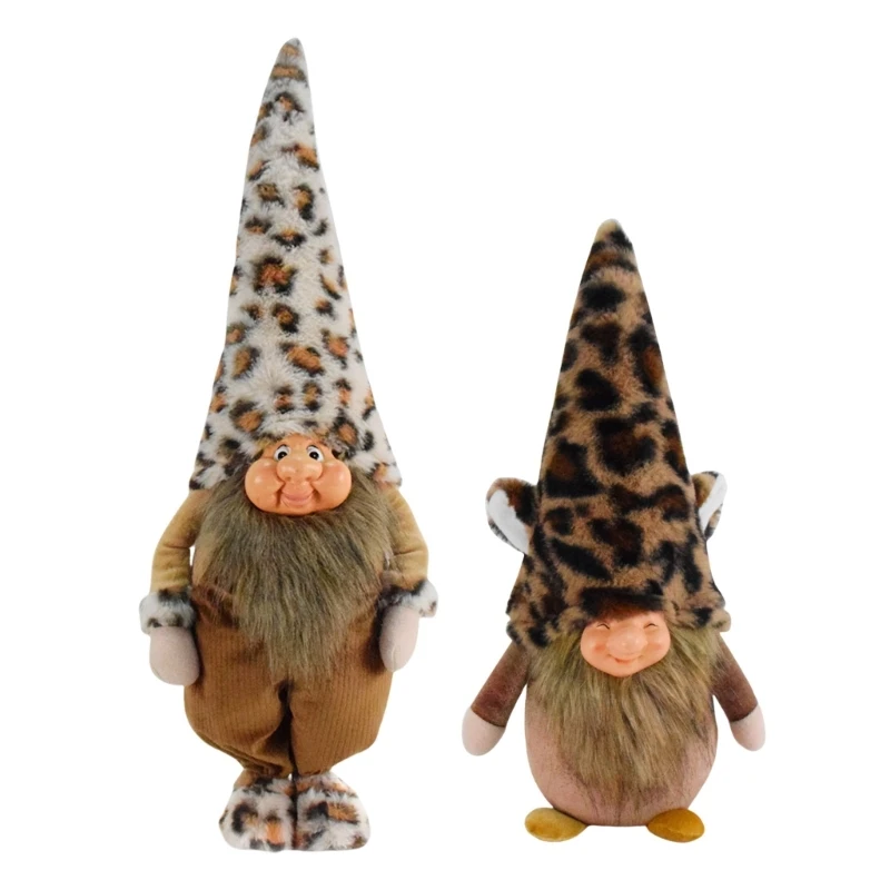 

Unique Leopard Plush Gnomes Elegant Home Decorative Plush Dwarf Gnomes Charm with Leopard Motifs for Decors Dropship