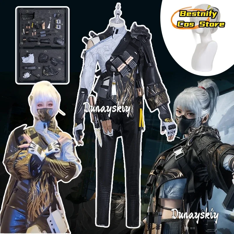 CosplayMai Xiaowen الحبر سحابة خريطة تأثيري حلي لعبة دلتا فورس زي قتال موحد أنيمي هاكر مخلب لعب الأدوار شعر مستعار حذاء الدعامة سو