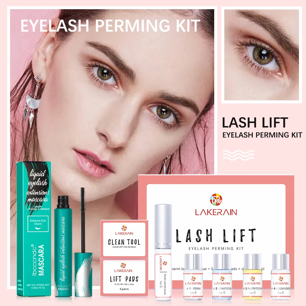 

Black Mascara and Lash Lift Kit Long Lasting Eyelash Lifting Perming Lotion Fixation Glue Curly Lasher Beauty Salon Home Use Pro