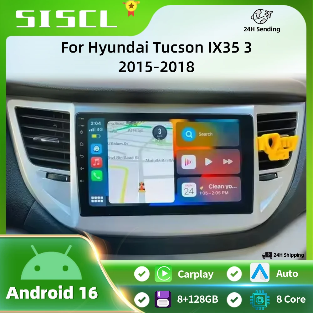 Android 16 Carplay Car Radio For Hyundai Tucson IX35 3 2015 2016 2017 2018 Head Unit 2Din Multimedia Video Player Navigation GPS