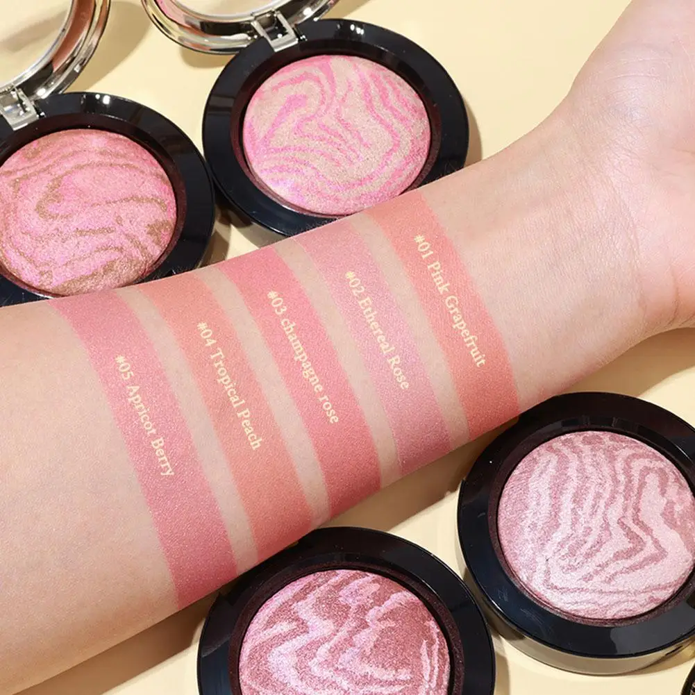 Lighting Glow Baked Blush Peach Pink Tint Makeup Blush Palette Cheek Contour Rouge Cosmetics Long-lasting Face Brightens