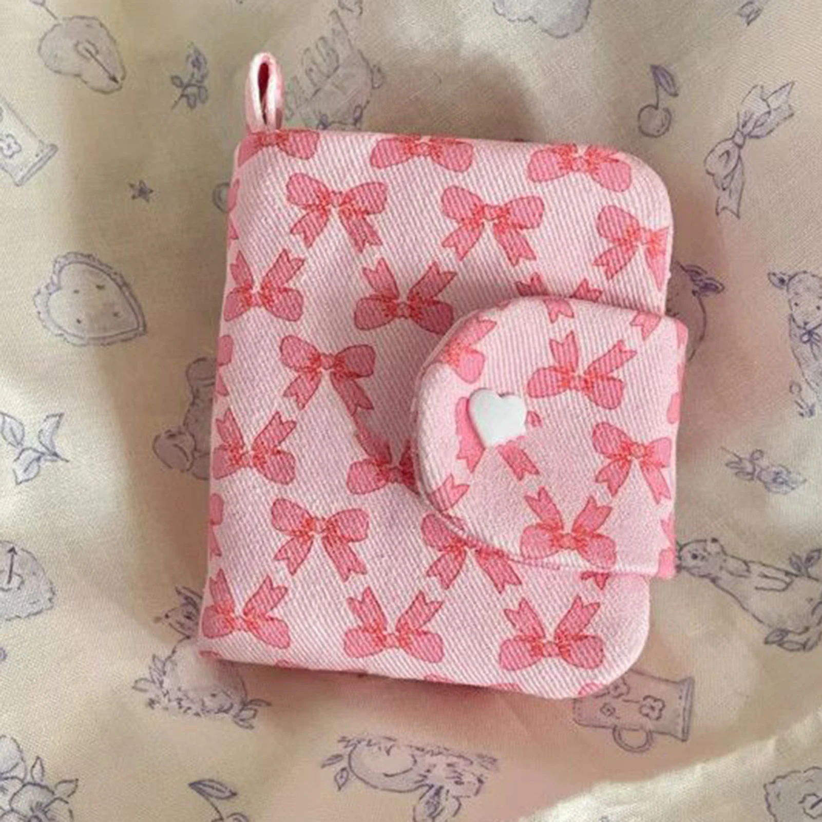 Wallet Cute Bowknot Folding Purse for Women Girls, Cotton Linen Card Holder Small Pouch for Dating Shopping Travel Gift