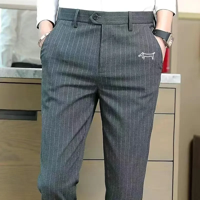 

Korean Business New Suit Pants Autumn Golf Wear Men 2024 High Quality Golf Pants Fashion Stripe Straight Men Casual Pants