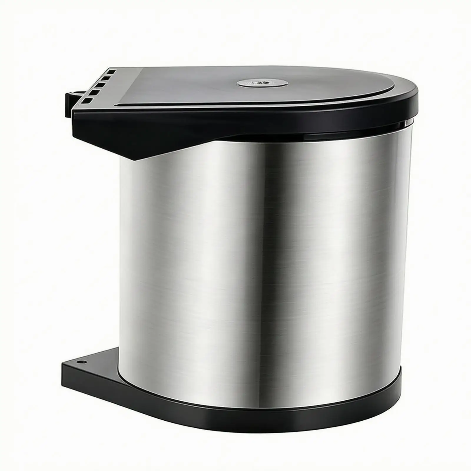 Under Sink Stainless Steel Kitchen Cabinet Trash Can 8L Pull Out Built in Waste Bin Compact