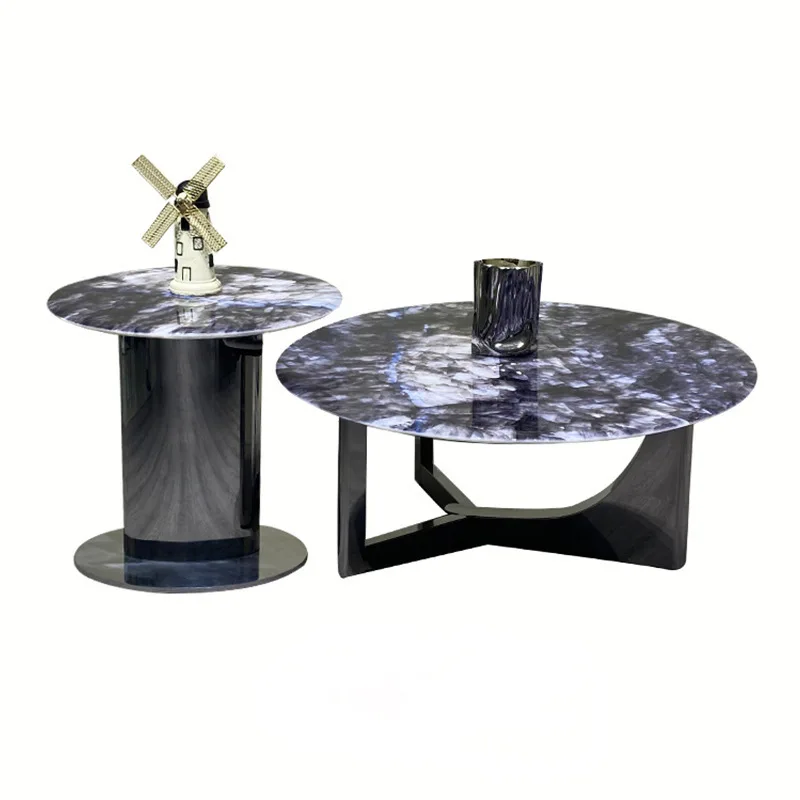 

Modern, light luxury, marble, coffee table, combination, minimalist, round, combination, living room, stainless steel