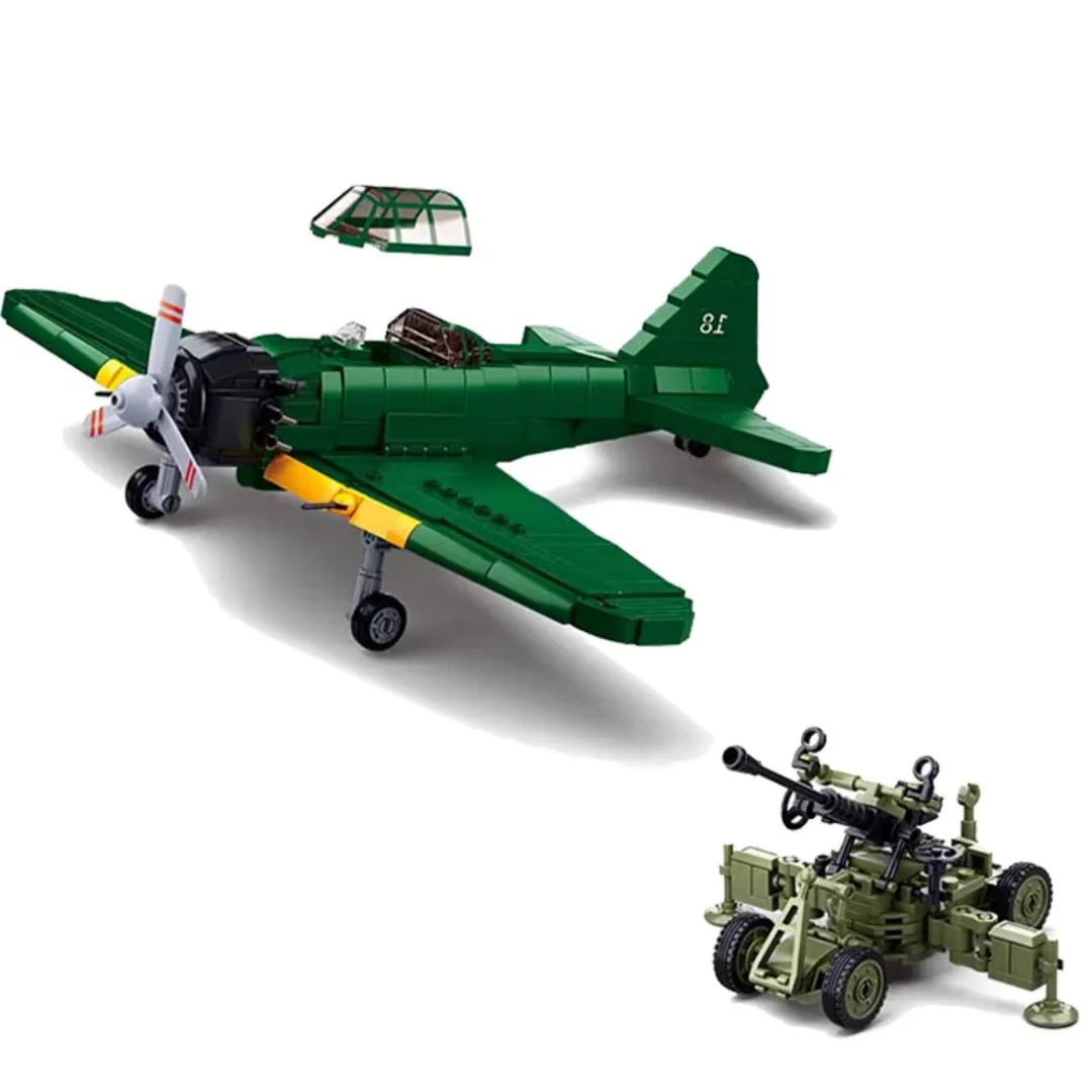 

WW2 Technical Military Fighter Model A6M Zero Attack Bomber Finished Airplane Helicopter Bricks Festival Gifts for adults