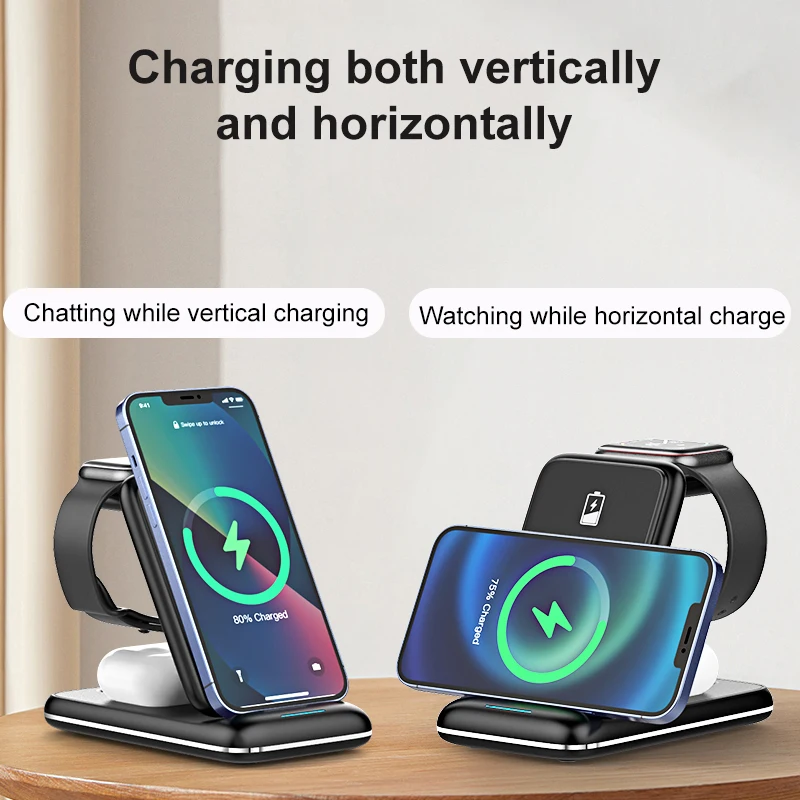 3 in 1 30W Fast Wireless Charger Stand For iPhone 14 13 12 11 X Pro Max Apple Watch Airpods Pro Wireless Charging Dock Station