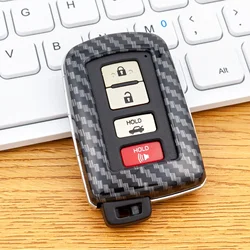 ABS Plastic Carbon Fiber Car Smart Key Case Protective Cover For Toyota 4Runner Avalon Camry Corolla RAV4 Tundra Highlander