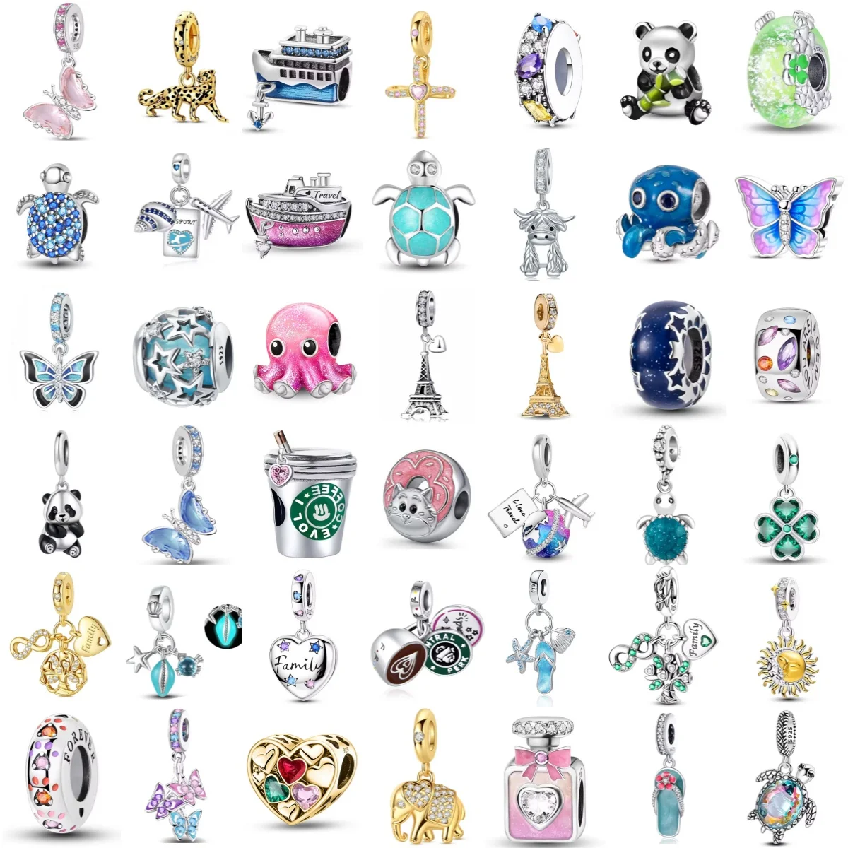 

Горячая новинка 2026: Подвеска из серебра 925 пробы в виде панды, черепахи, корабля и Эйфелевой башни, подходит для оригинальных браслетов, аксессуары для самостоятельного изготовления, изысканные женские украшения