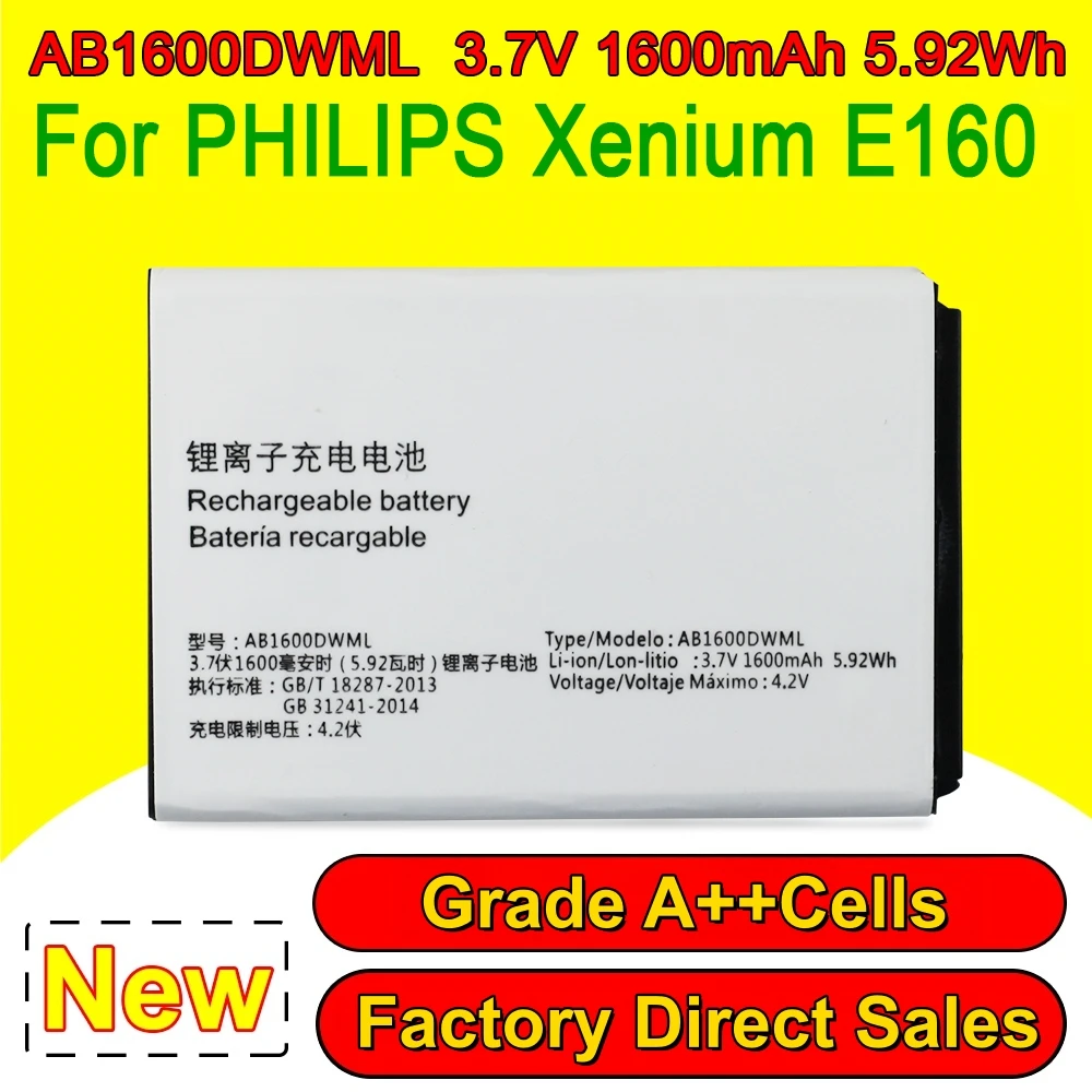 High Quality AB1600DWML Phone Battery For Philips Xenium S309 CTS309 E160 CTE160 AB1600DWMT Mobile Phone