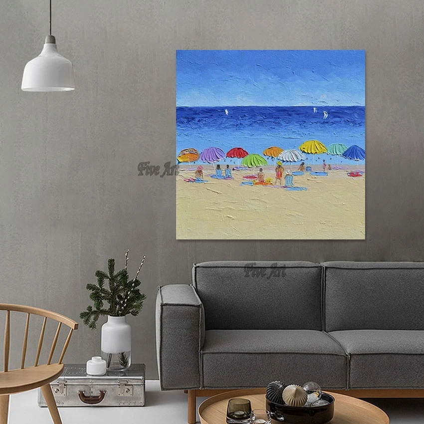 Thick Acrylic, People On The Beach, Abstract Modern Oil Painting, New Arrival, Canvas Art Wholesale, Wall Pictures Decoration