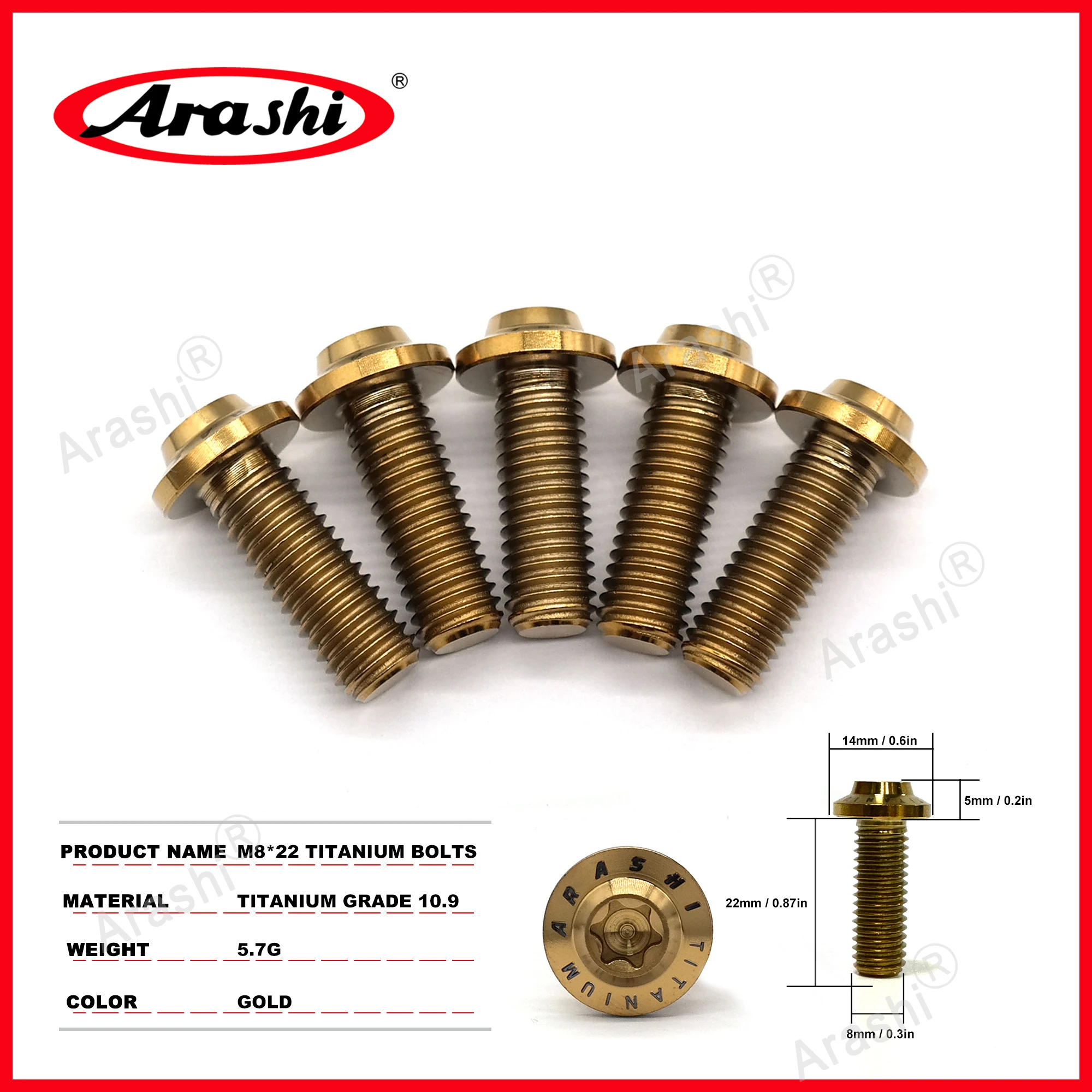 Arashi M6 / M8 Titan Montage Bolzen Bremsscheibe Disk Schrauben Für YAMAHA MT03 MT-07 MT09 YZF R3 Motorrad zubehör