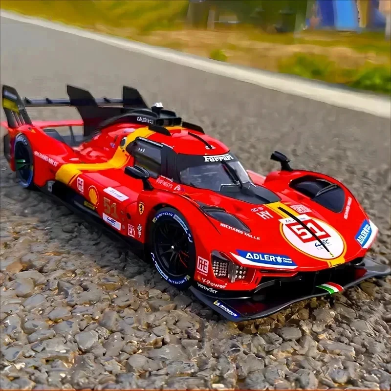 Op voorraad Bburago 1:24 Ferrari 499P 2023 24 uur Le Mans Champion LMH # 51 Ferrari Model Ferrari Automodel Verjaardagscadeau Bakverf