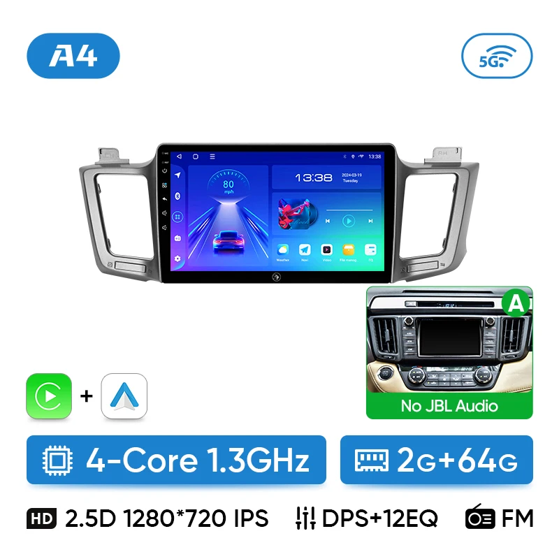 Ainavi autoradio voor Toyota RAV4 RAV 4 XA40 2012-2019 Carplay Android Auto Qualcomm autoradio multimediaspeler DSP 48EQ 2 Din