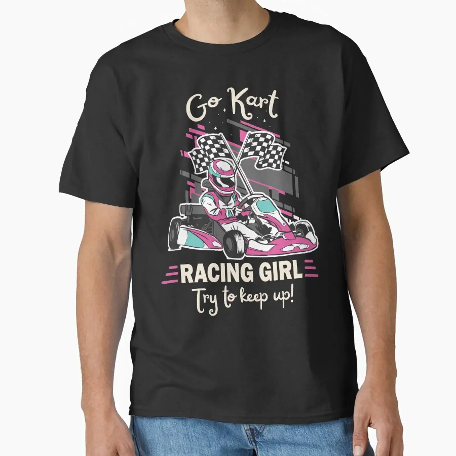 Go Kart Racing Girl Track Art Classic T-Shirt Vintage Washed Fashion Designer-Kleidung Weich, dehnbar, atmungsaktiv