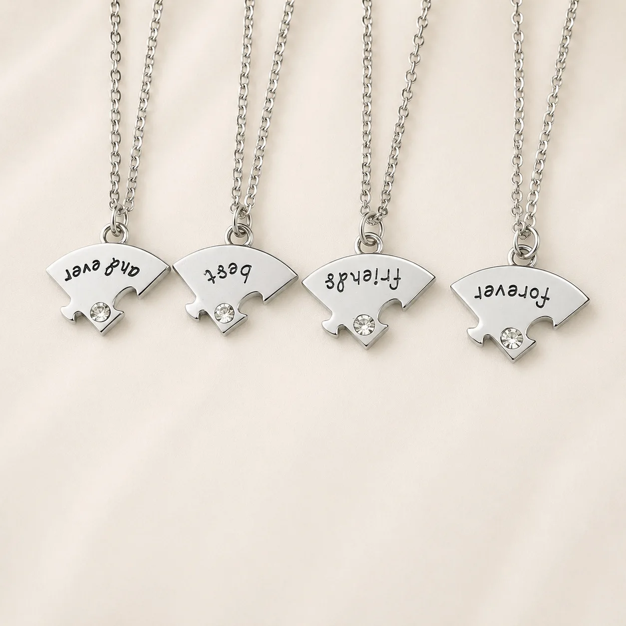 4Pcs Trendy Round Charm Necklace with The Letter 