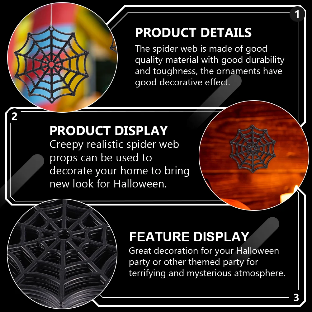 100 Pcs Night Glow Spider Web Accessories Black Plastic Cobweb Props Halloween Party naments Festive Supplies Haunted Atmosphere