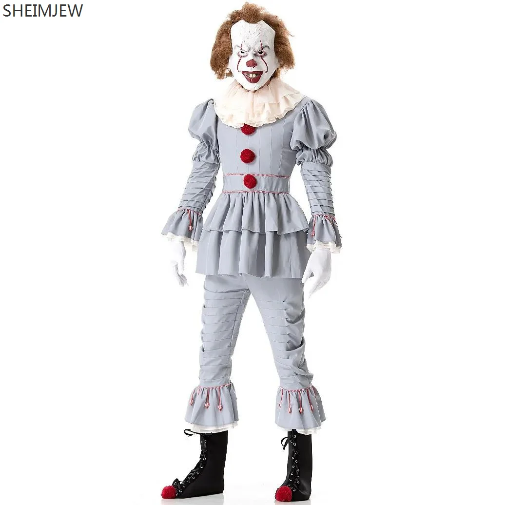 2024 Halloween Adult Men Joker Cosplay Costume Purim Party Terror Clown Fancy Dress Up Carnival Stage Costumes