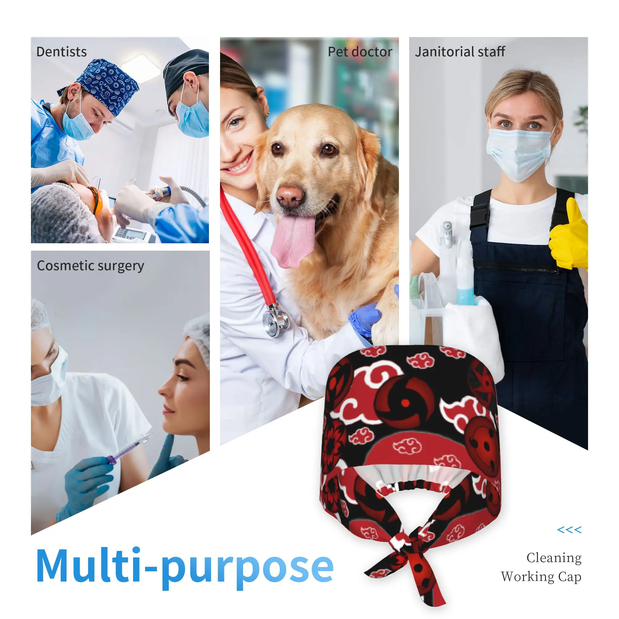 Custom U-Uchihaes Sasuke Japan Manga Working Hat Men Women Japanese  Surgical Hat Scrub Nursing Doctor Surgeon Cap for Chef view 6