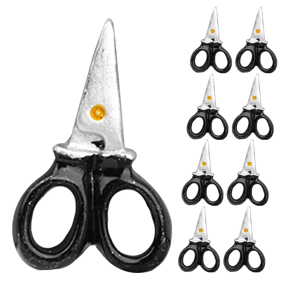 

8Pcs Simulation Miniature Scissor Resin Models Mini Kitchen Miniature Prop DIY Small Scissor Charms Mini House Accessories