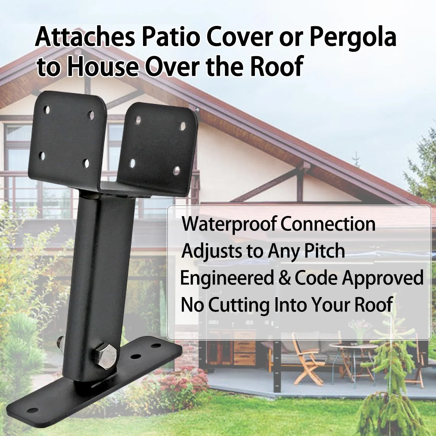 Heavy Duty Pergola Roof Riser Beam Bracket Roof Riser Brackets Kit Adjustable Saddle Roof Riser Post and Beam Mount for Gazebo