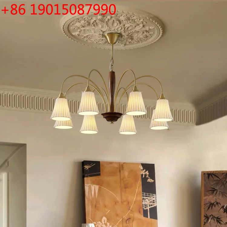 French retro white all copper medieval master bedroom dining room glass cream ceramic chandelier